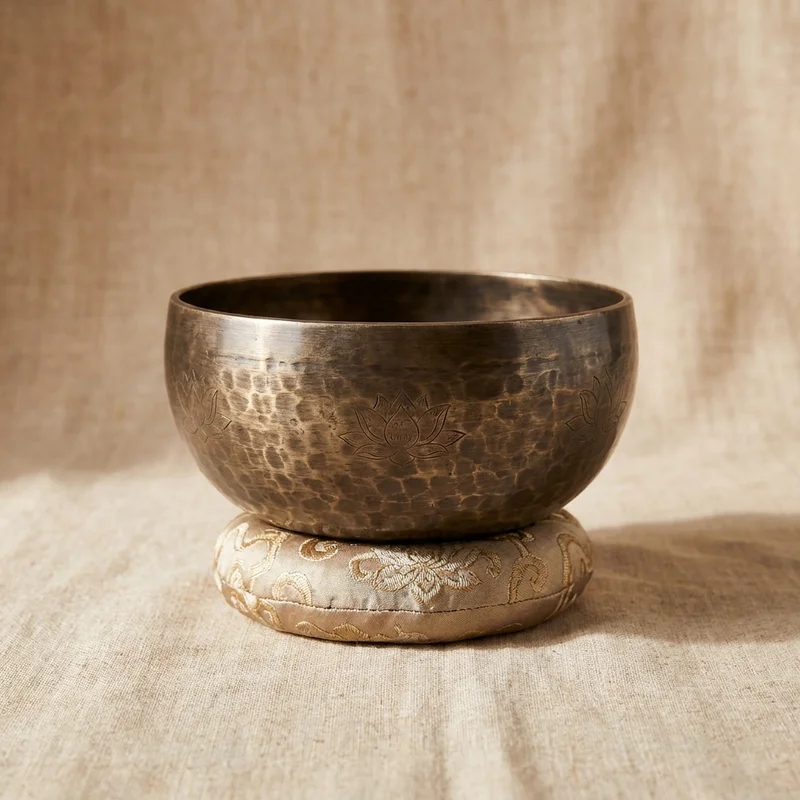Hand-Hammered Tibetan Singing Bowl — Antique Finish 432 Hz Tuned - 1