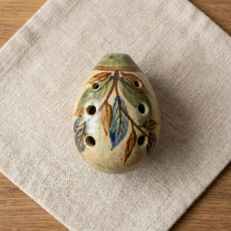 Ceramic Ocarina — Alto C Hand-Glazed Woodland Design - 2