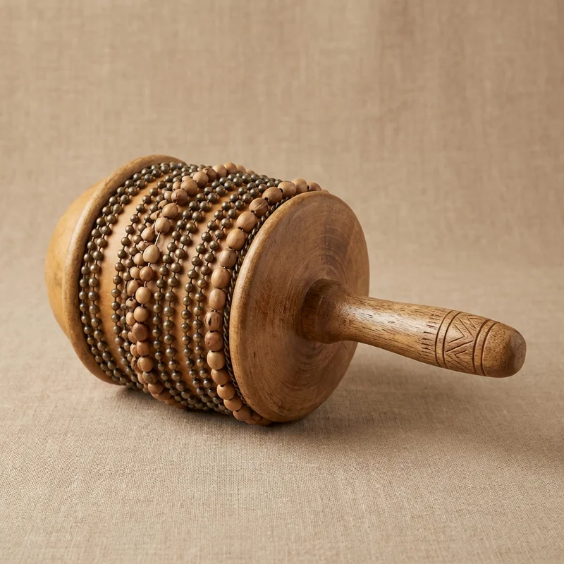 Traditional Gourd Cabasa — Large Natural Shell Beaded - 1