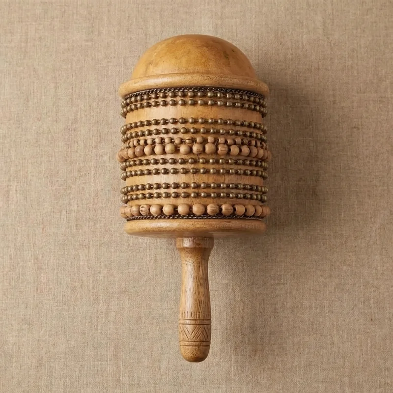 Traditional Gourd Cabasa — Large Natural Shell Beaded - 2