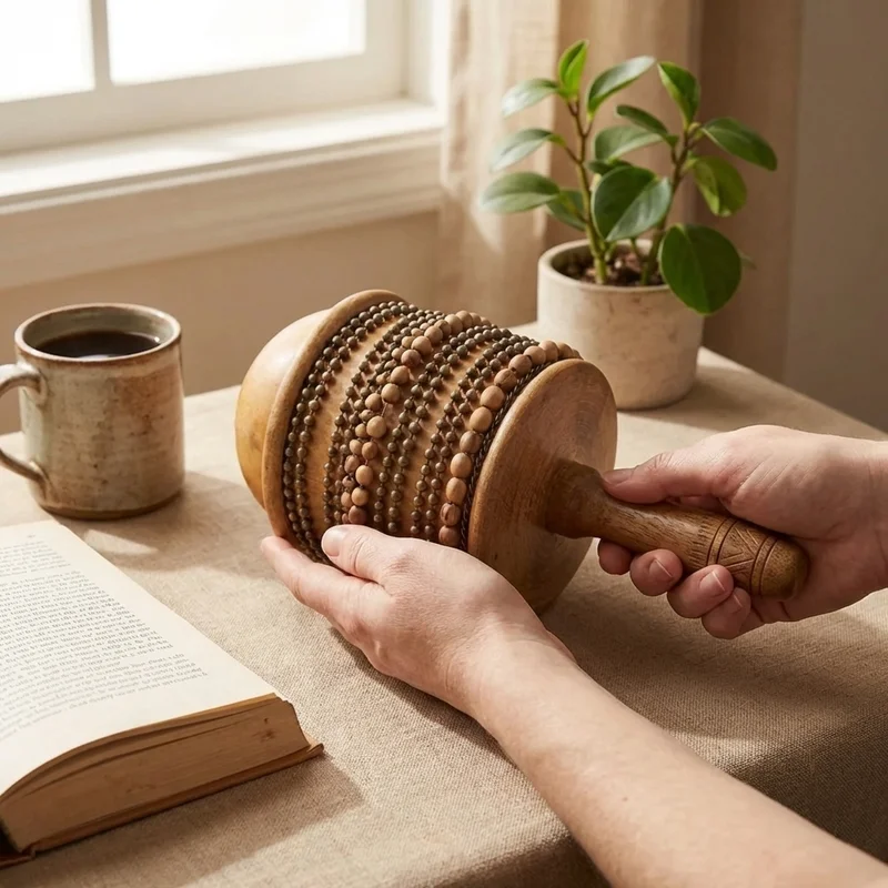 Traditional Gourd Cabasa — Large Natural Shell Beaded - 4