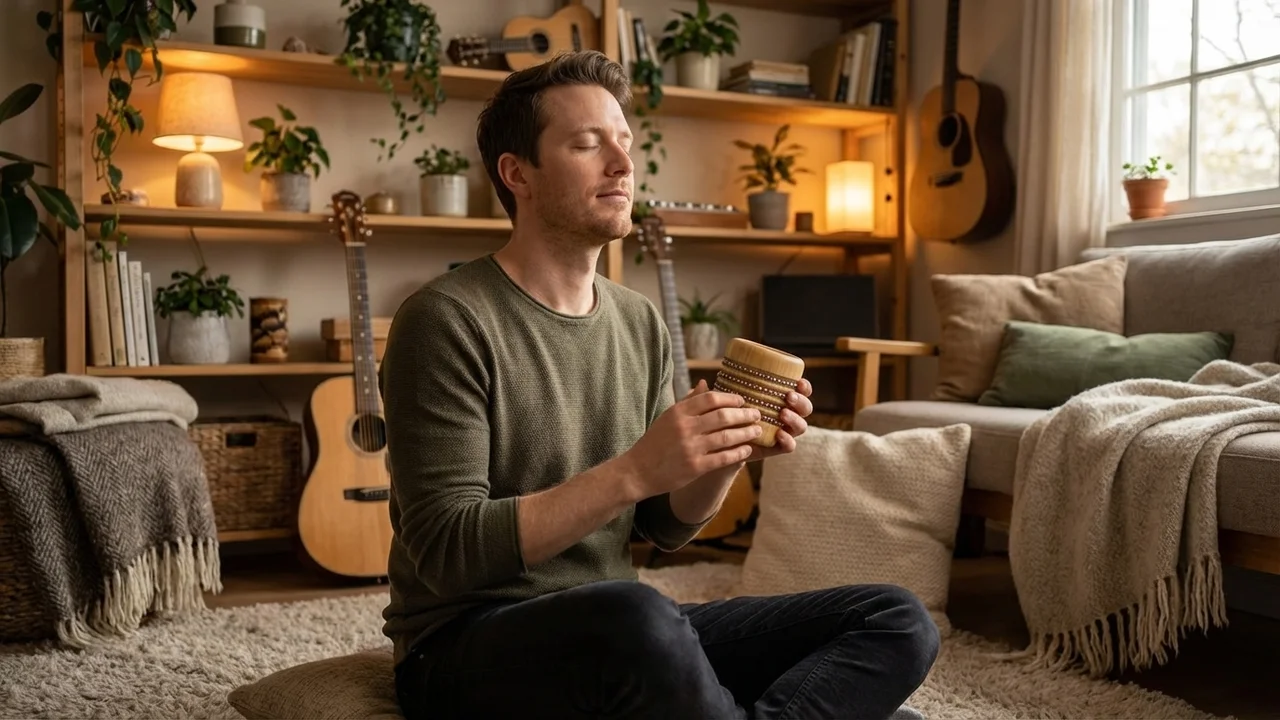 Mini Bamboo Cabasa — Kids Starter Natural Finish - 5