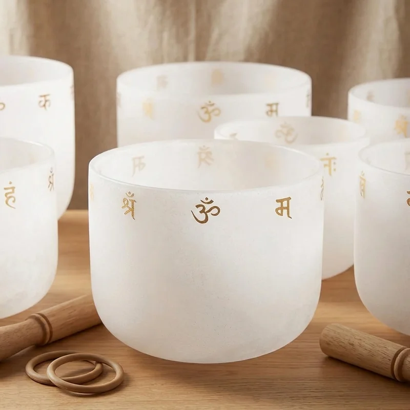 Frosted Crystal Chakra Bowl Set — 7 Notes Full Spectrum Healing - 3