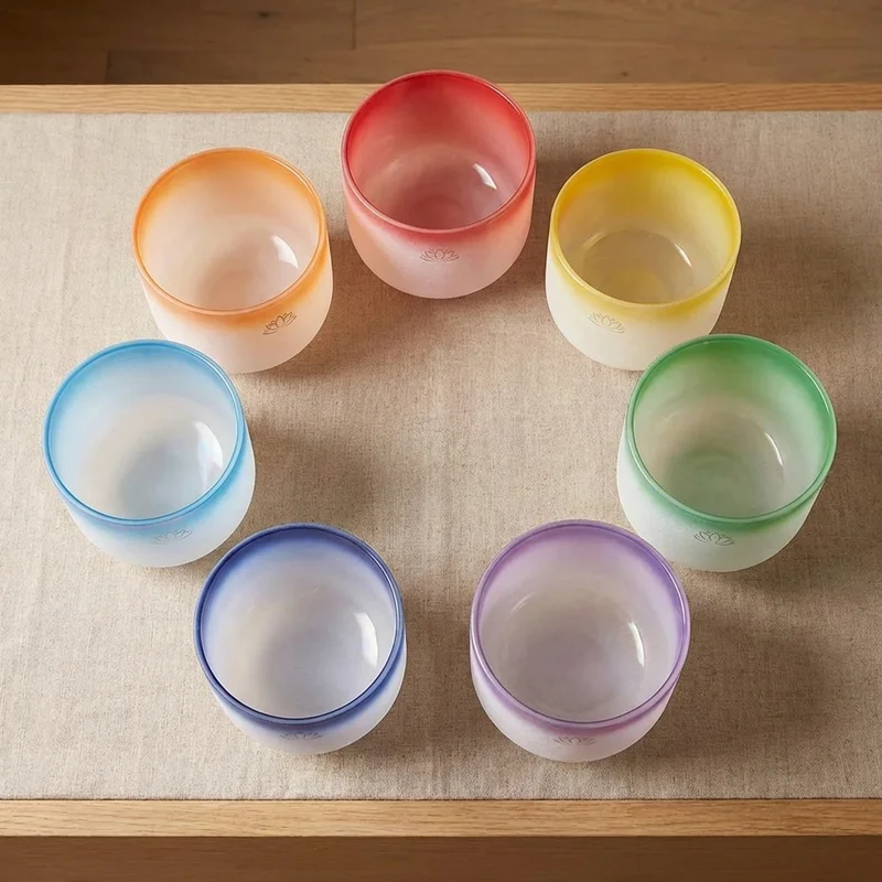 Color-Infused Crystal Chakra Set — 7 Bowls Rainbow Spectrum - 2