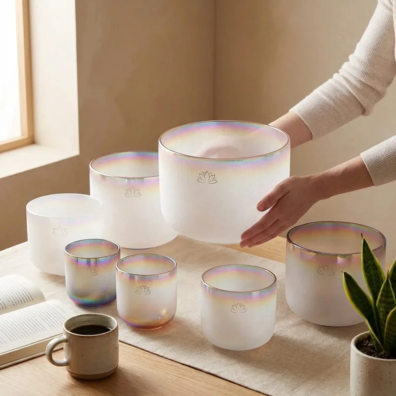 Color-Infused Crystal Chakra Set — 7 Bowls Rainbow Spectrum - 4