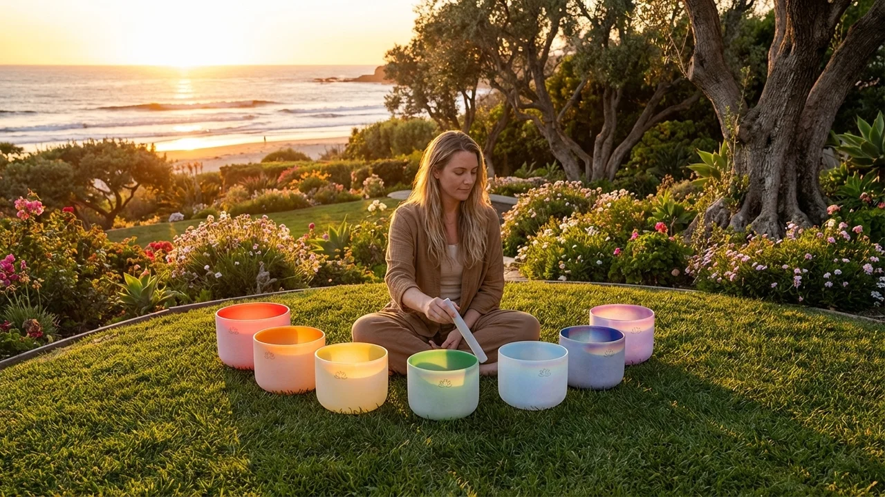 Color-Infused Crystal Chakra Set — 7 Bowls Rainbow Spectrum - 6