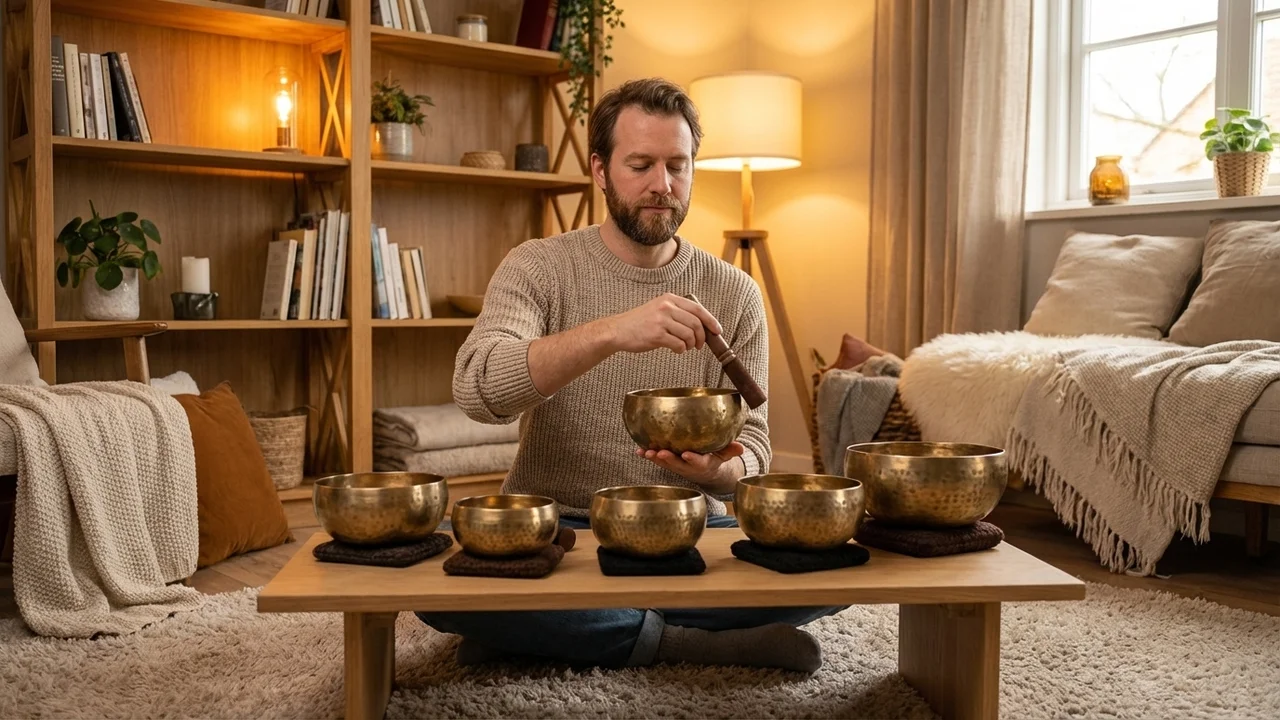 Hand-Hammered Tibetan Chakra Bowl Set — 7 Pieces Brass Alloy - 5