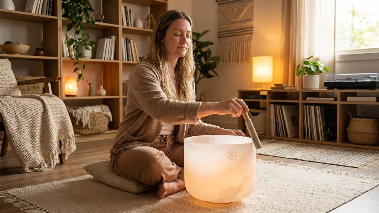 Clear Quartz Crystal Singing Bowl — D Note Sacral Chakra Harmony - 5