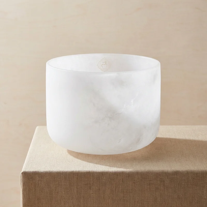 Frosted Quartz Crystal Singing Bowl — C Note Root Chakra Grounding - 1