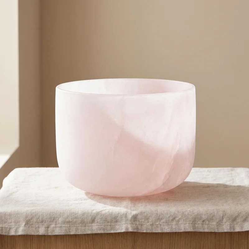 Rose Quartz Fusion Crystal Singing Bowl — F Note Heart Chakra Opening - 1