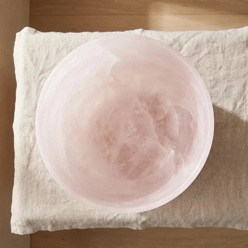 Rose Quartz Fusion Crystal Singing Bowl — F Note Heart Chakra Opening - 2