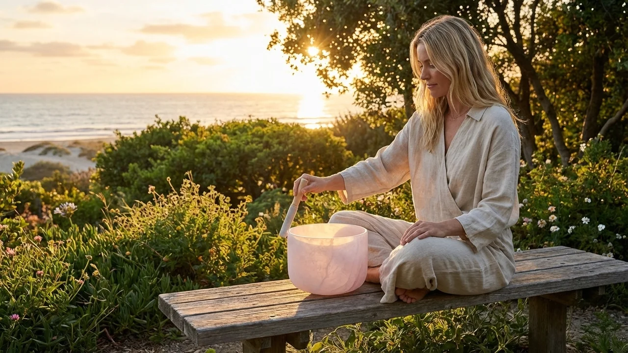 Rose Quartz Fusion Crystal Singing Bowl — F Note Heart Chakra Opening - 6