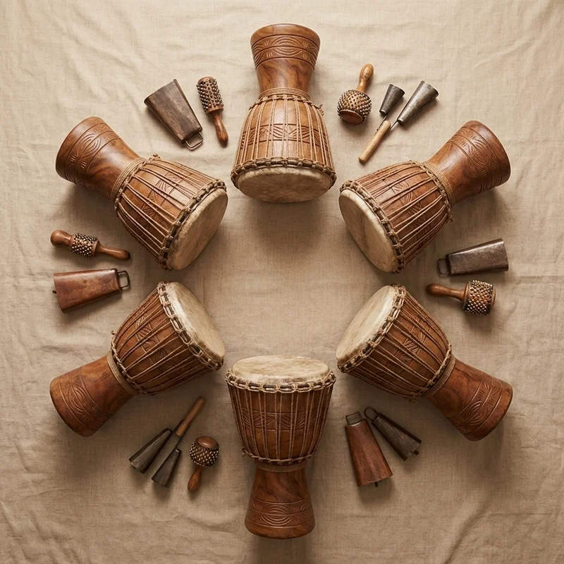 African Drum Circle Educator Set — 6 Djembe & Percussion Bundle - 2