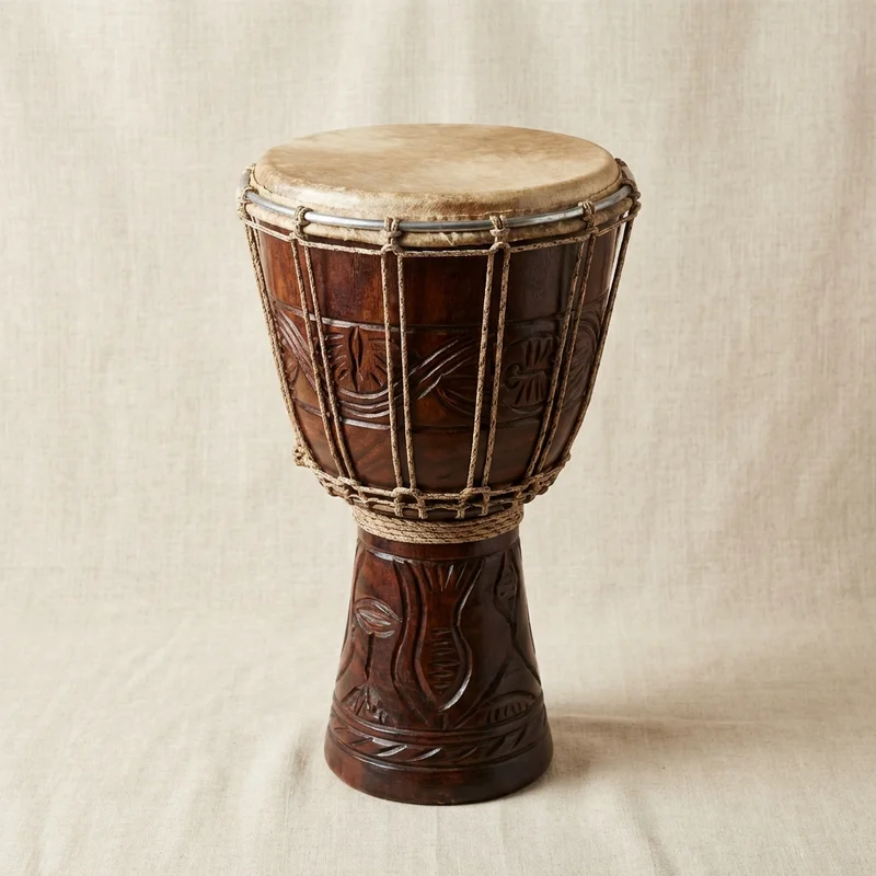 Hand-Carved Djembe Gift Bundle — 12-Inch Drum with Gig Bag & Rhythm Cards - 1