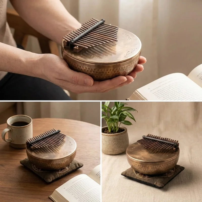 Kalimba & Meditation Gift Set — 17-Key Thumb Piano with Singing Bowl - 4