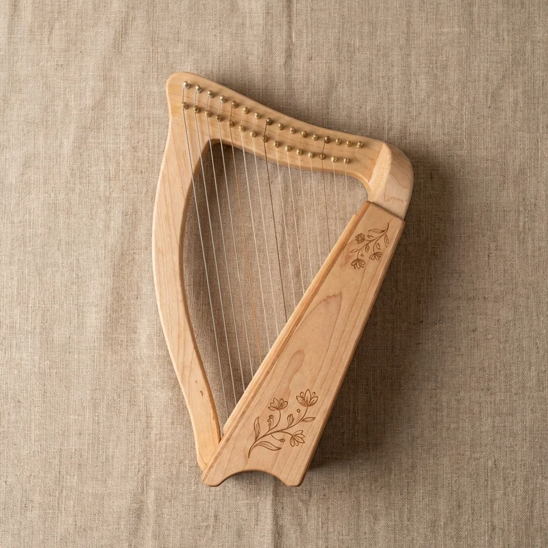 Maple Harpika — 16-String Cedar Soundboard Folk Resonance - 2