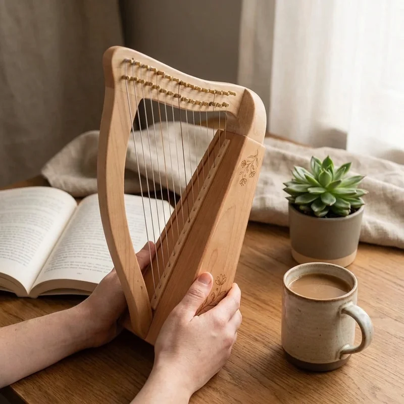 Maple Harpika — 16-String Cedar Soundboard Folk Resonance - 4