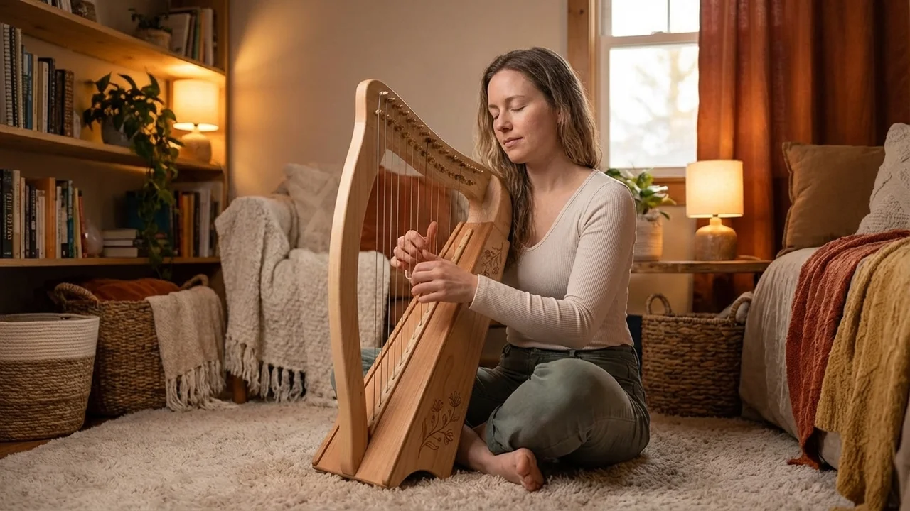 Maple Harpika — 16-String Cedar Soundboard Folk Resonance - 5