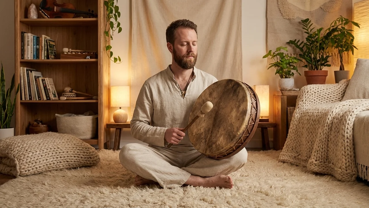 Buffalo Hide Shamanic Drum — 16-Inch Deep Voice - 5