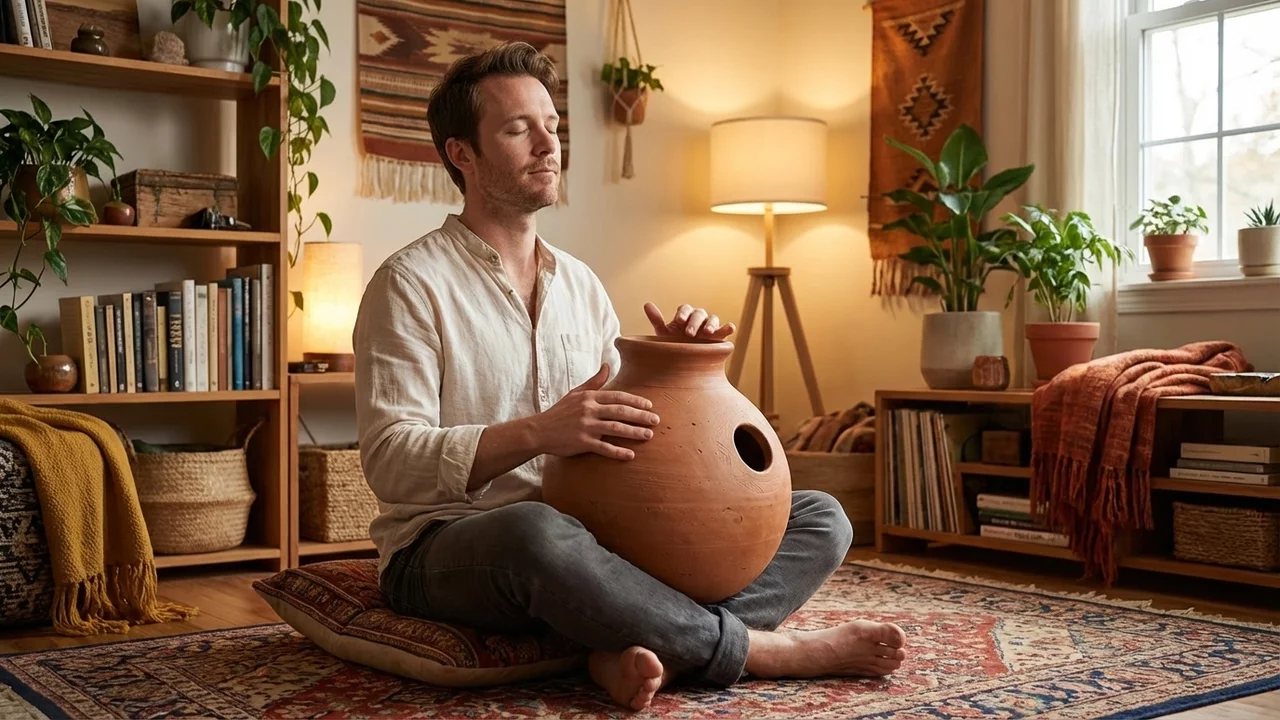 African Clay Udu Drum — 12-Inch Earthen Bass - 5