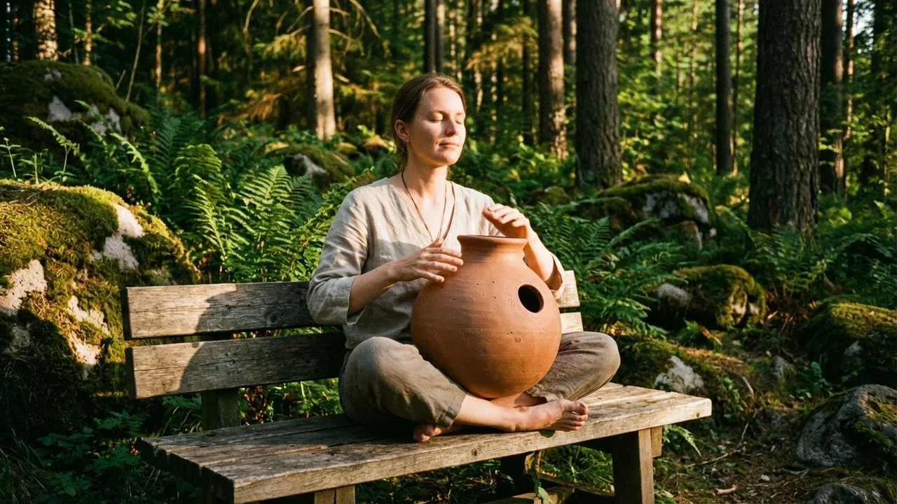 African Clay Udu Drum — 12-Inch Earthen Bass - 6