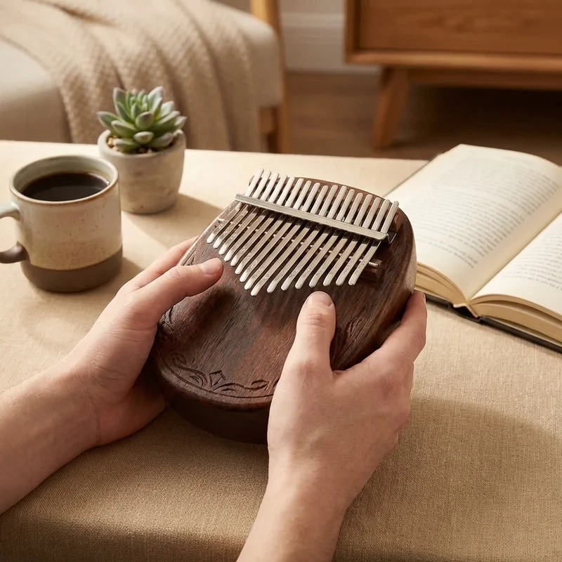 Solid Mahogany Kalimba — 17-Key C Major Classic Warmth - 4