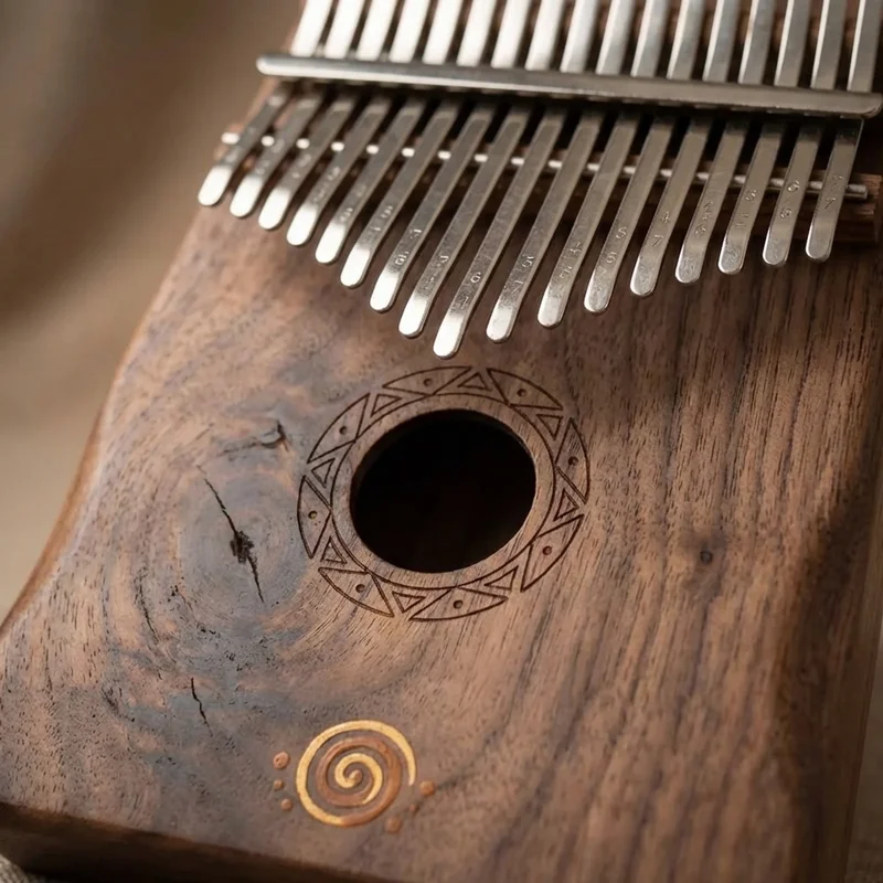 Black Walnut Kalimba — 17-Key B-Flat Mellow Resonance - 3