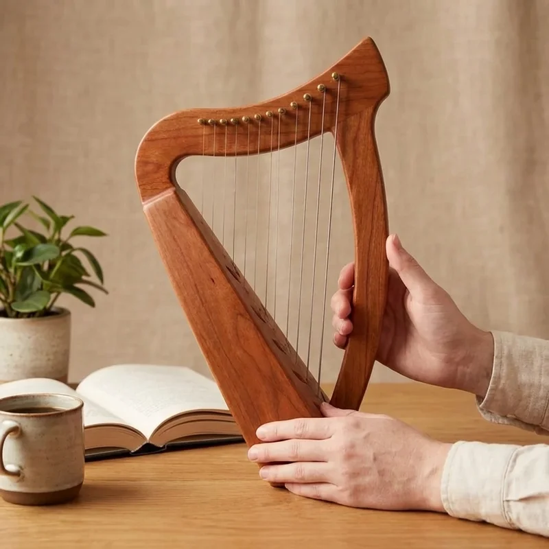 Cherry Wood Lap Harp — 10 String Children's First Harp - 4