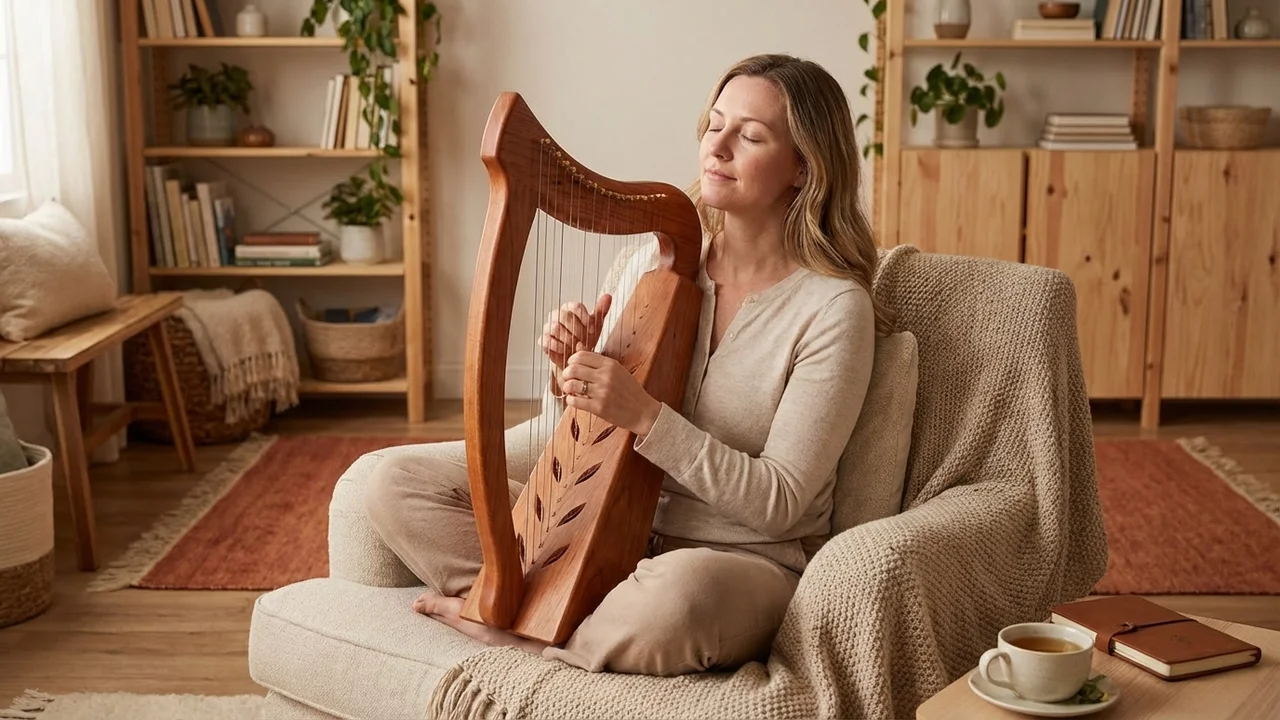 Cherry Wood Lap Harp — 10 String Children's First Harp - 5