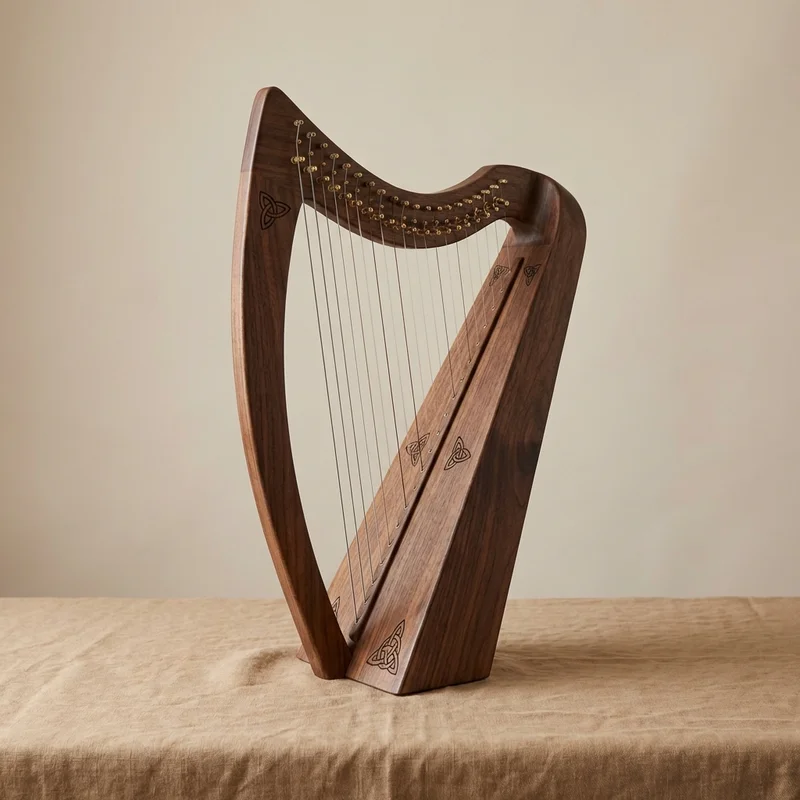 Black Walnut Lap Harp — 22 String Diatonic Full Scale - 1