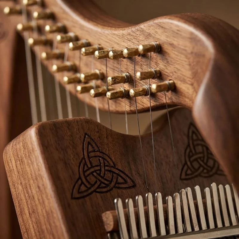 Black Walnut Lap Harp — 22 String Diatonic Full Scale - 3