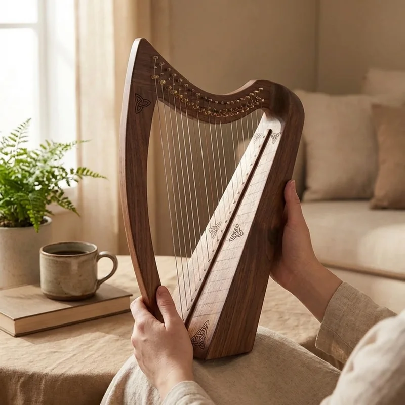 Black Walnut Lap Harp — 22 String Diatonic Full Scale - 4