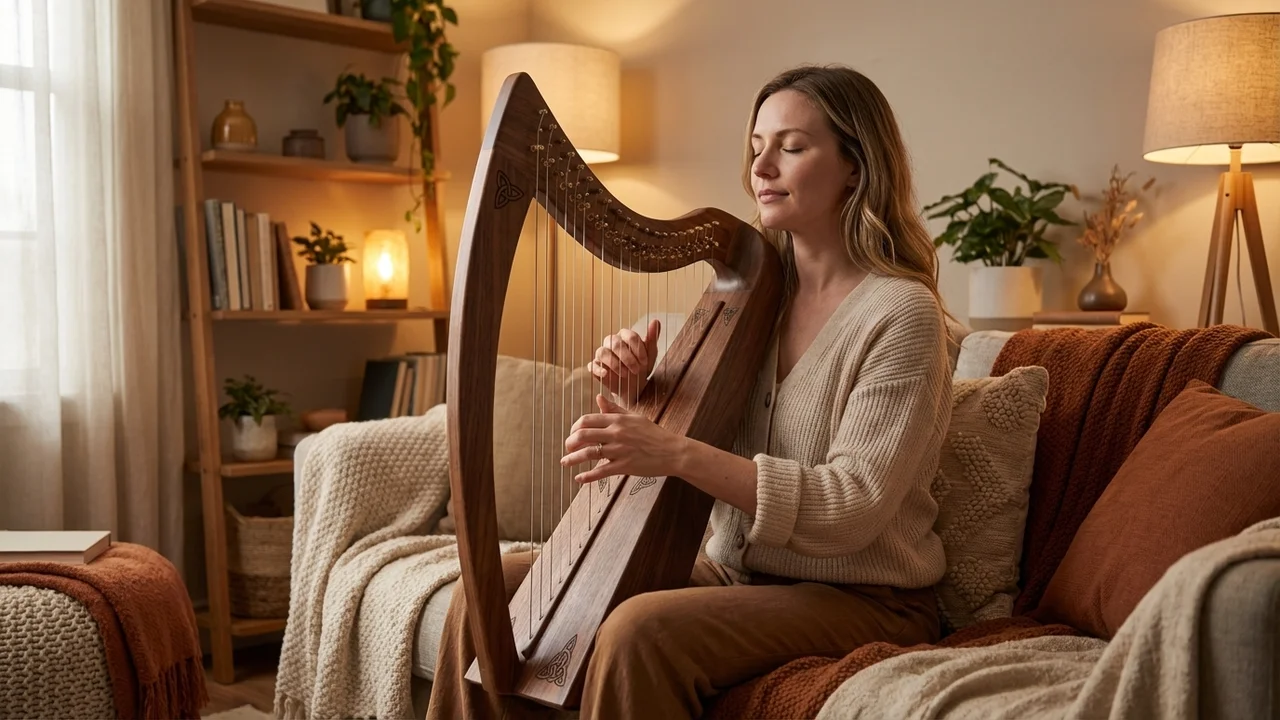 Black Walnut Lap Harp — 22 String Diatonic Full Scale - 5