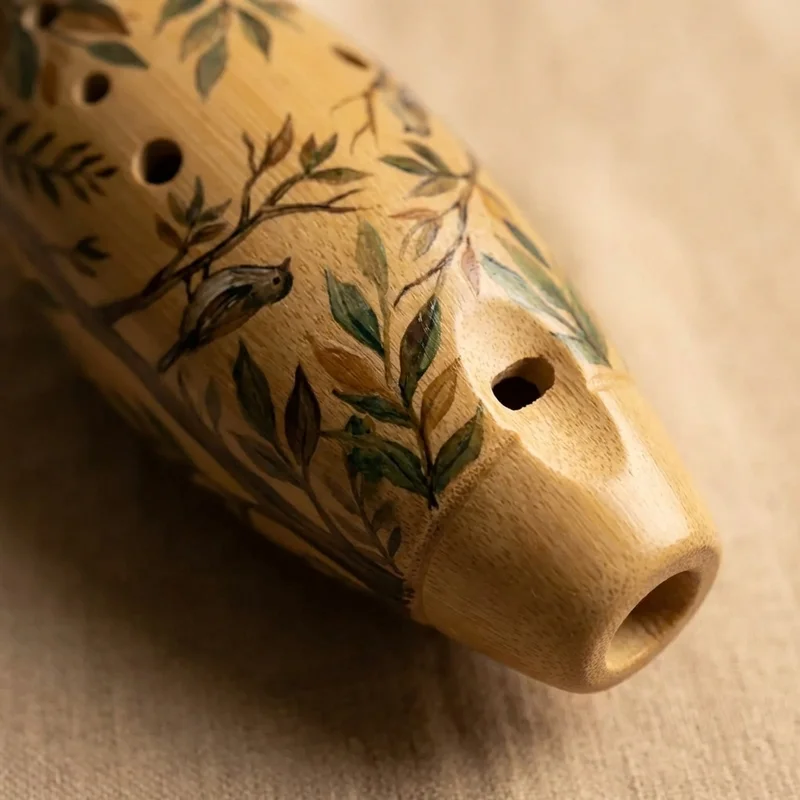 Bamboo Ocarina — Alto C Handpainted Forest Motif - 3