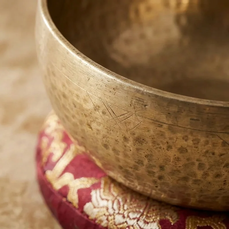 Hammered Brass Tibetan Bowl — 8-Inch Heart Chakra - 3