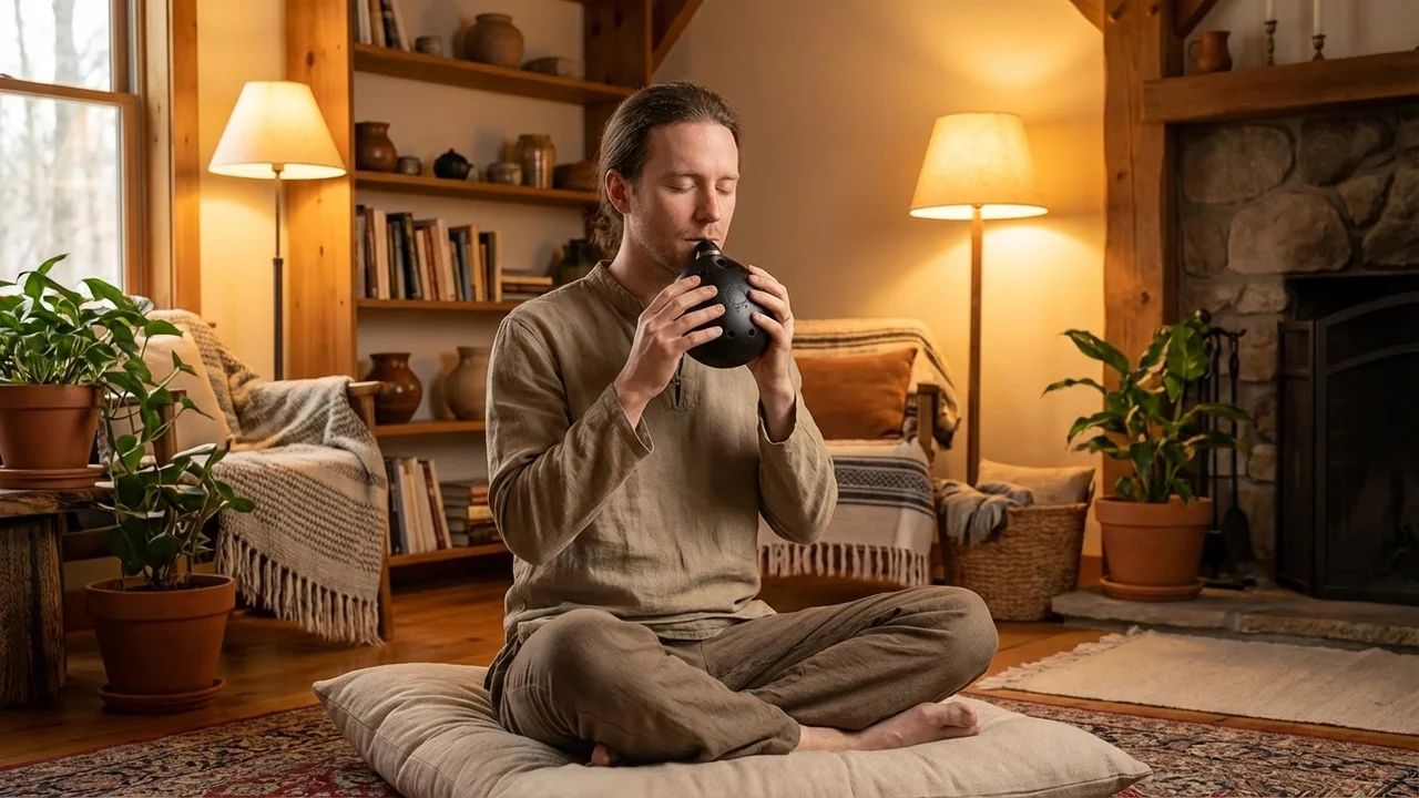 Double-Chamber Ocarina — Bass C Ebony Matte - 5