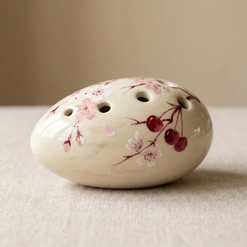Porcelain Ocarina — Alto G Cherry Blossom - 1