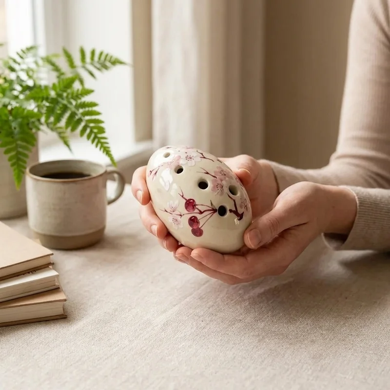 Porcelain Ocarina — Alto G Cherry Blossom - 4