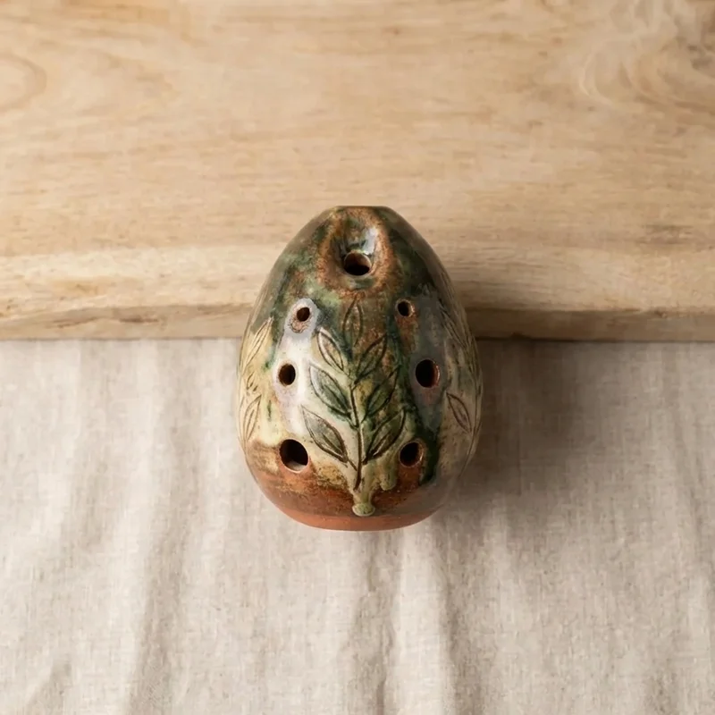 Terracotta Ocarina — Alto C Woodland Glaze - 2