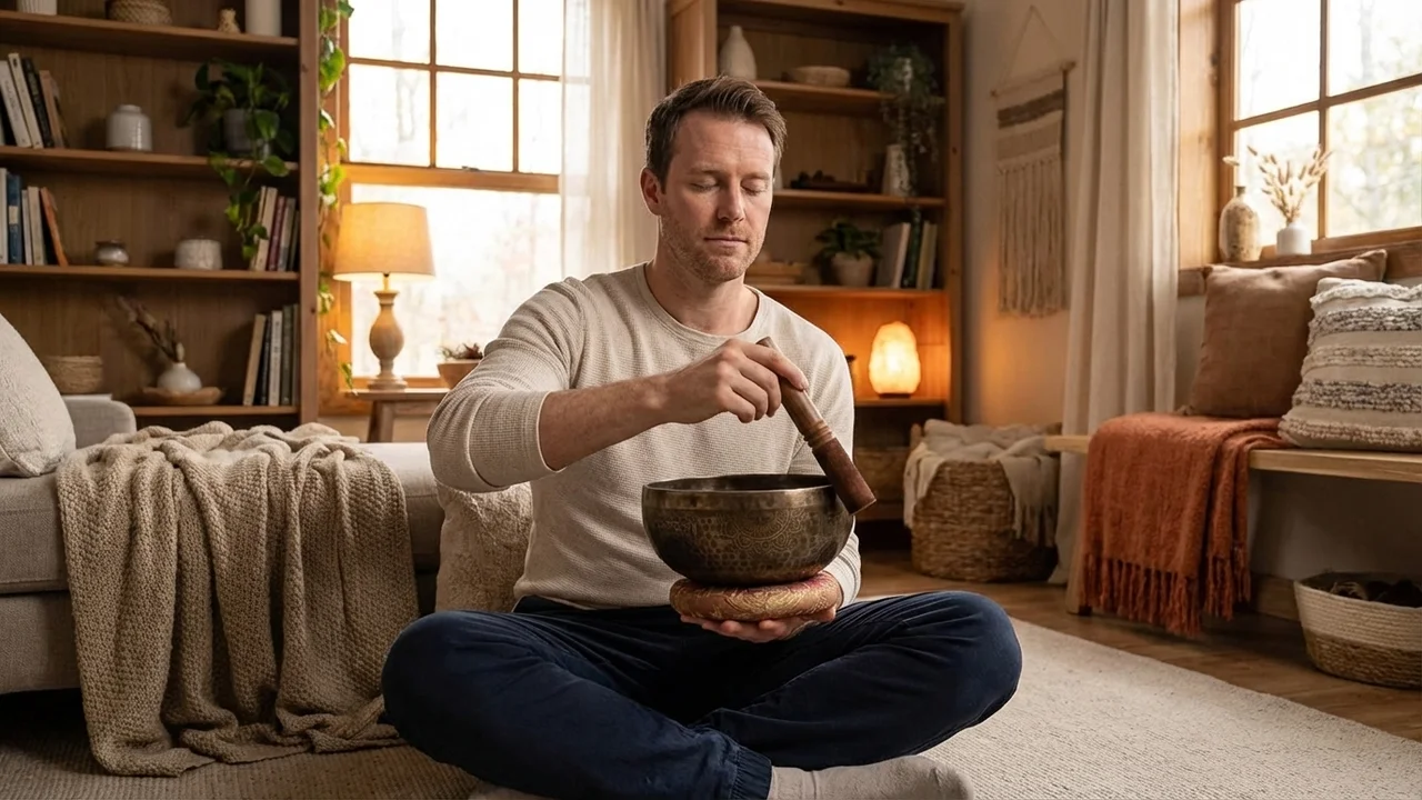 Antique Finish Tibetan Singing Bowl — C# Note Hand-Engraved Mandala - 5