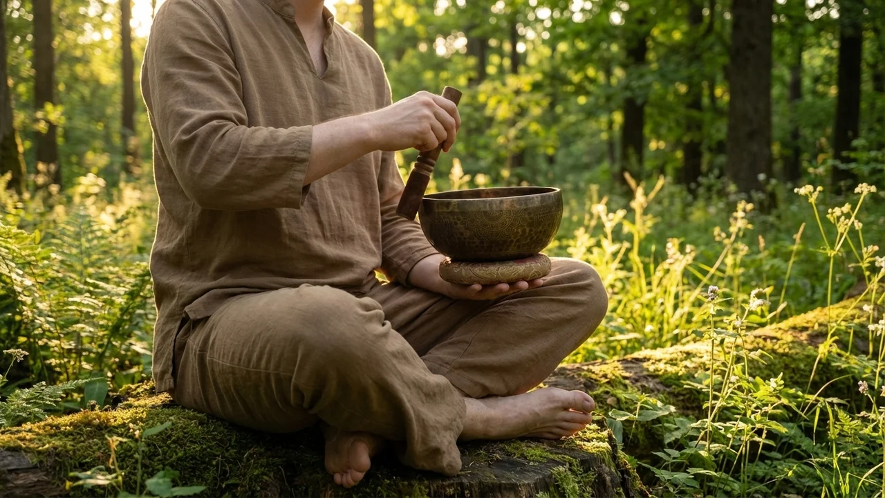 Antique Finish Tibetan Singing Bowl — C# Note Hand-Engraved Mandala - 6