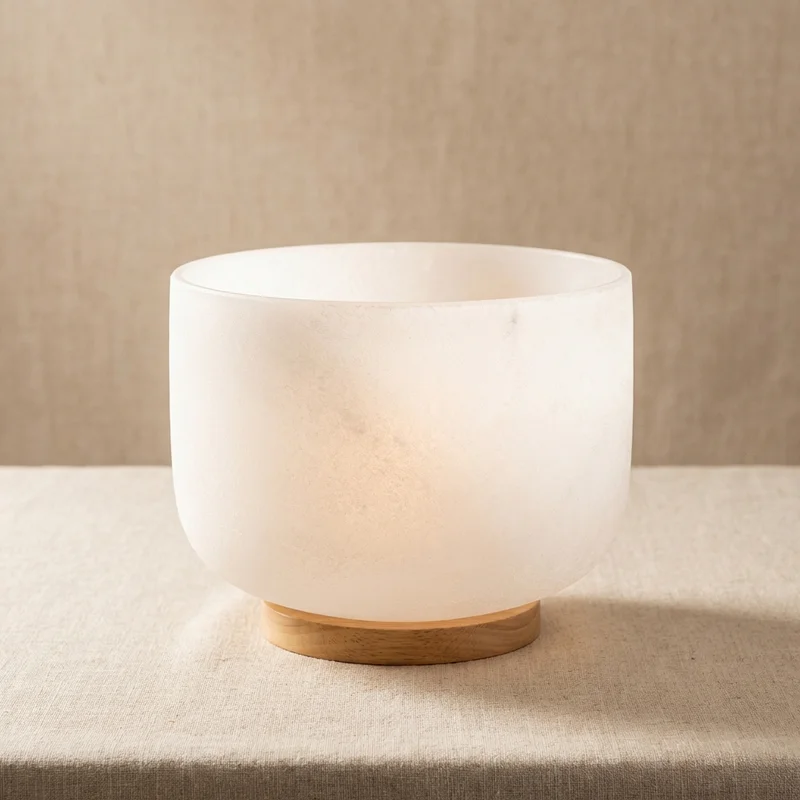 Frosted Crystal Quartz Singing Bowl — G Note 10-Inch Throat Chakra - 1