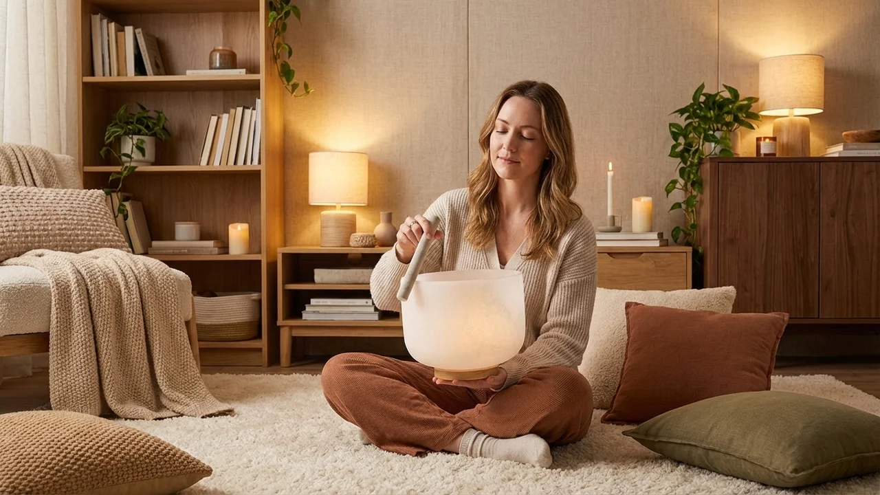 Frosted Crystal Quartz Singing Bowl — G Note 10-Inch Throat Chakra - 5