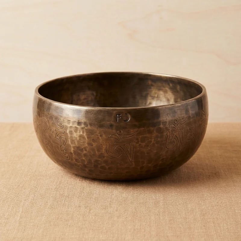 Full Moon Hammered Bronze Singing Bowl — F Note Therapeutic Grade - 1