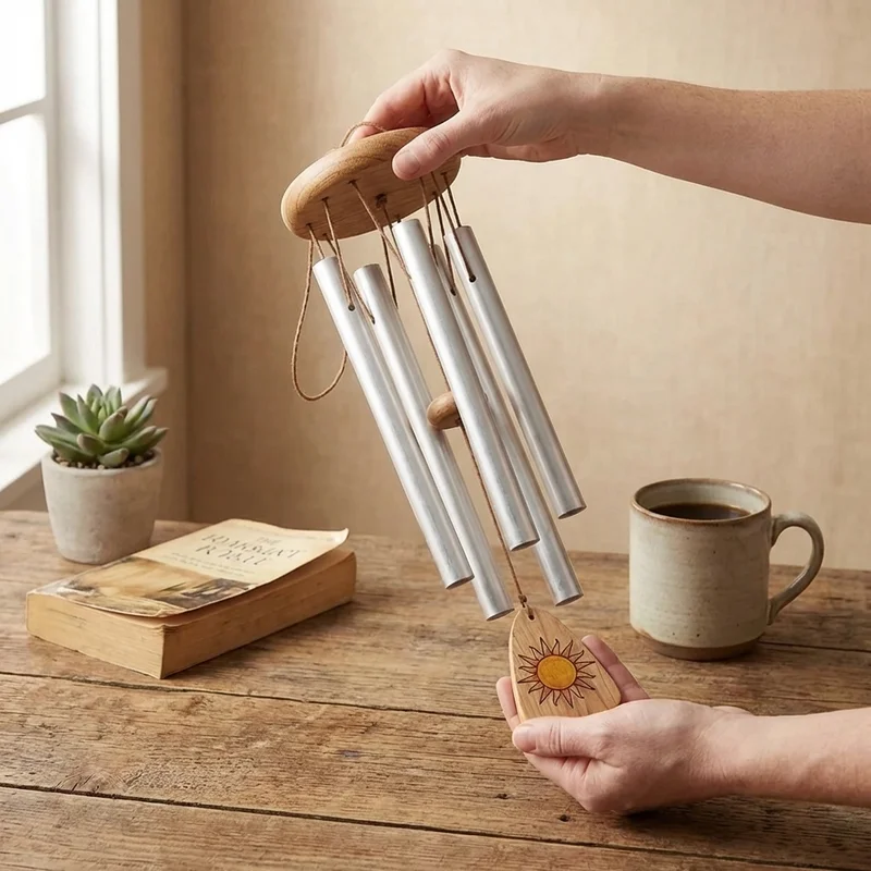 Recycled Aluminum Wind Chime — 5 Tubes Pentatonic Tuned - 4