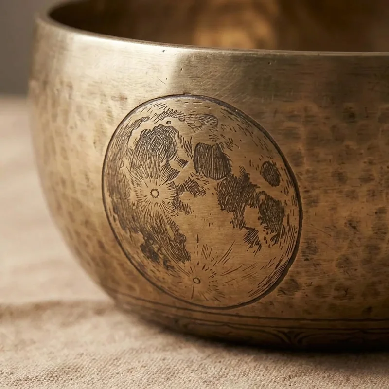 Hand-Etched Full Moon Singing Bowl — 7-Inch Lunar Tone - 3