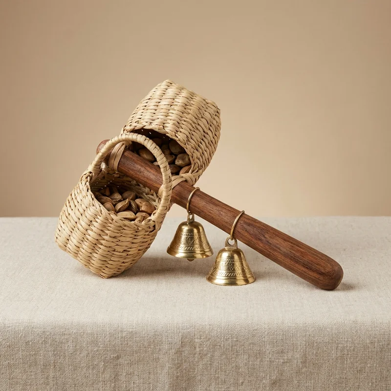 Woven Palm Caxixi — Double Bell Brazilian Rhythm Shaker - 1