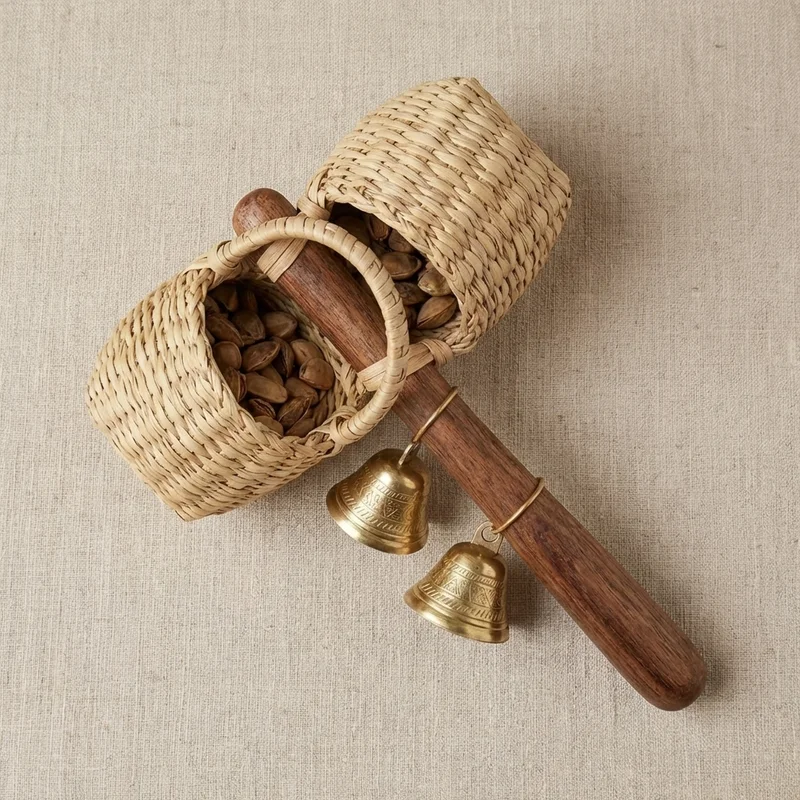 Woven Palm Caxixi — Double Bell Brazilian Rhythm Shaker - 2