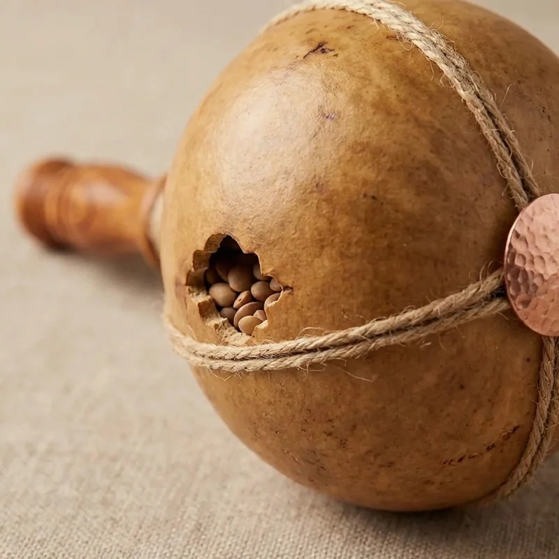 Dried Gourd Shaker — Natural African Seeds Warm Resonance - 3