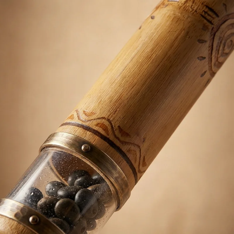 Bamboo Rainstick Shaker — Pebble Fill Soothing Cascade - 3